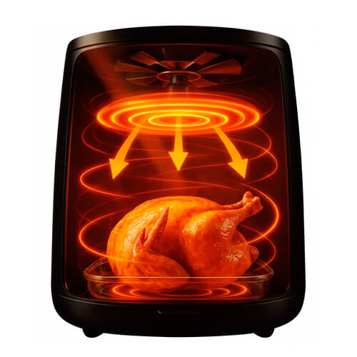 Визуализация потока горячего воздуха в аэрогриле STL KB-8002A.