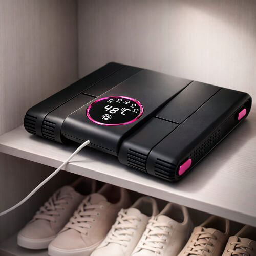 Сушилка для обуви 4 рожка STL SD-M02 лежит на полке в шкафу