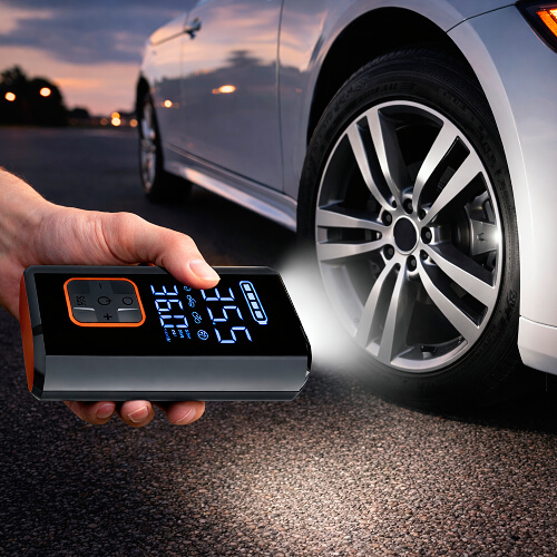 компрессор STL AC-M01 светит на колесо.